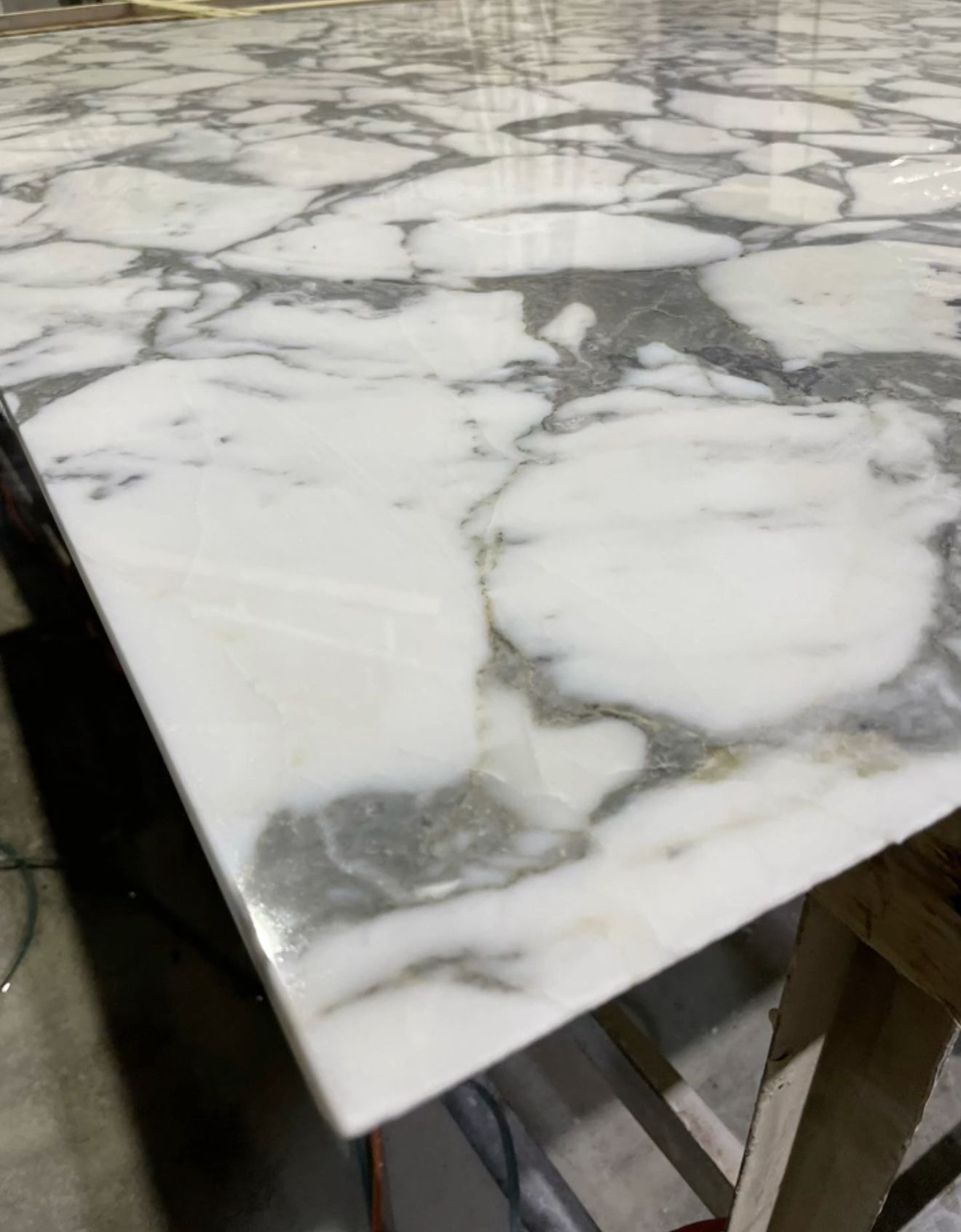 Stone surface after seamless repair and polish