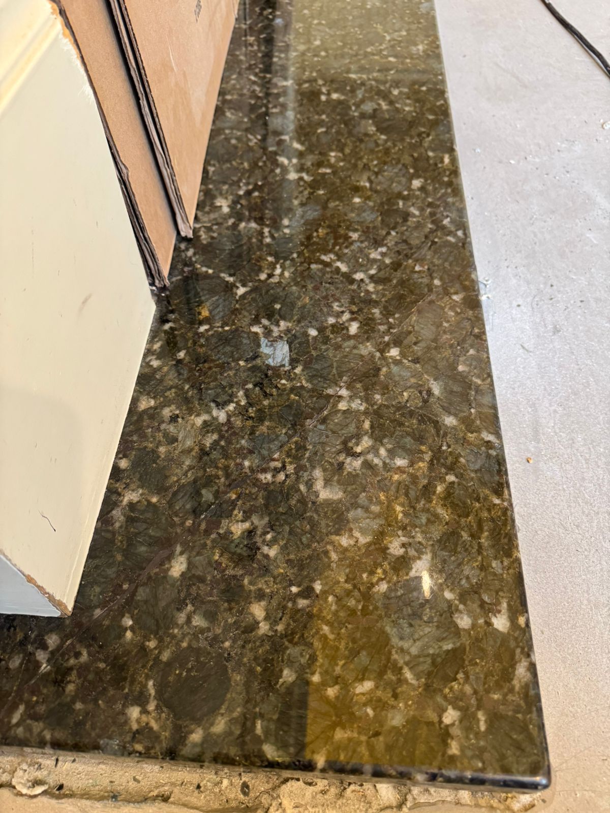 Stone surface after seamless repair and polish